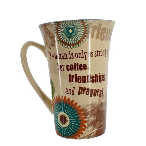 A Women Is As Strong As Her Coffee Friendships and Prayers Mug Cup Mug 16 oz - Picture 4 of 9
